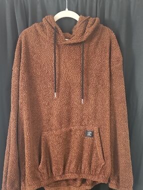 Classic Brown Sherpa Crewneck Hoodie Sweater With Bear Ears